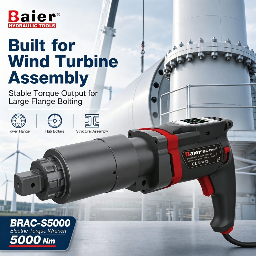 Clé dynamométrique électrique enfichable BRAC-S5000 avec moteur Metabo pour l'assemblage d'éoliennes