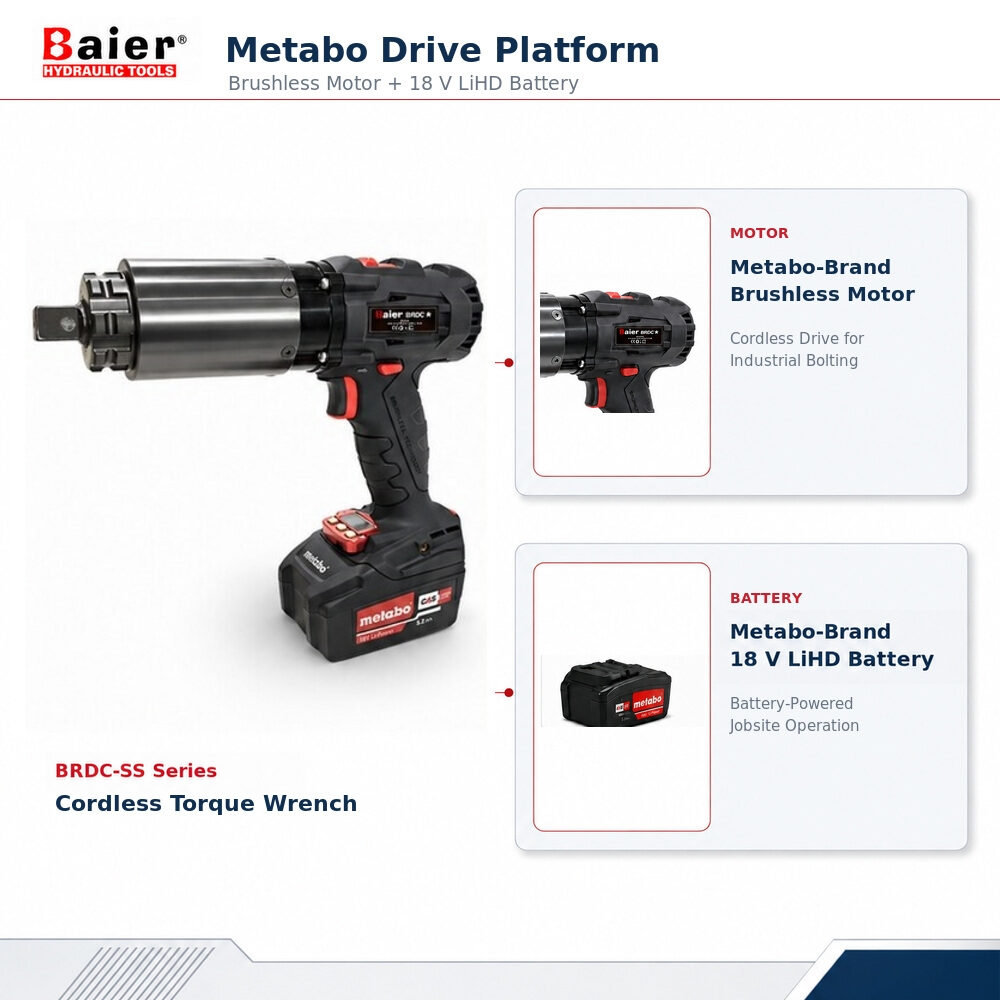 Cl&eacute; dynamom&eacute;trique sans fil BRDC-SS4000 avec moteur sans balais de marque Metabo et batterie LiHD 18 V de marque Metabo