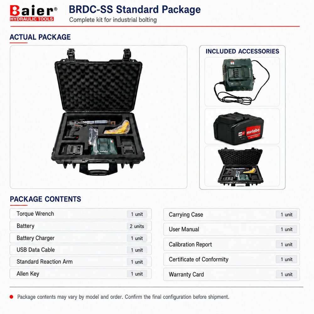Clé dynamométrique sans fil BRDC-SS4000 600-4000Nm pour l'entretien des éoliennes